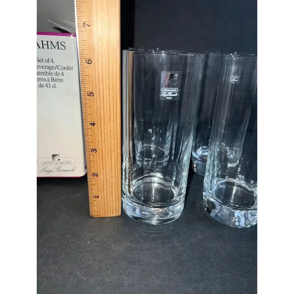 vintage set of 4 Luigi Bormioli Light & Music crystal 15oz beverage glasses GIFT - Picture 11 of 13